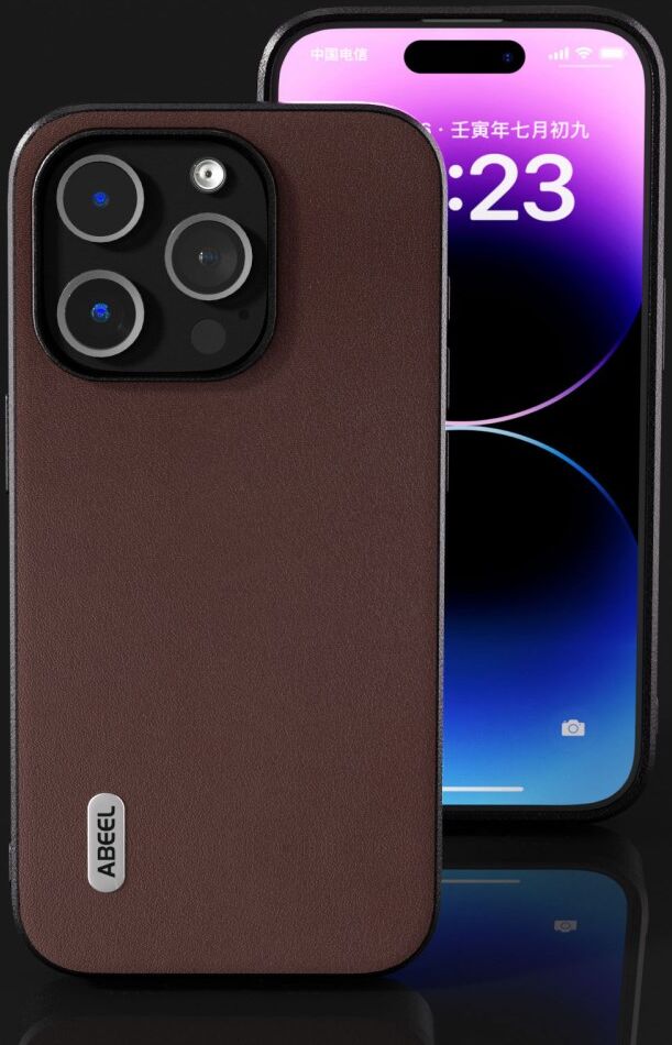 ABEEL Nappa Apple iPhone 15 Pro Hoesje Leer Back Cover Coffee afbeelding 5