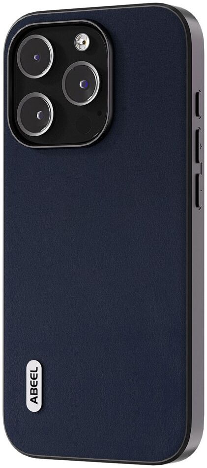 ABEEL Nappa Apple iPhone 15 Pro Hoesje Leer Back Cover Blauw afbeelding 1