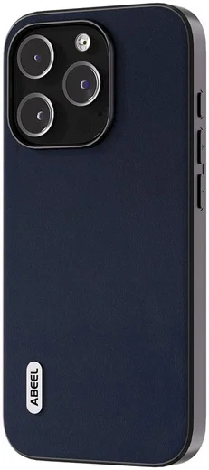 ABEEL Nappa Apple iPhone 15 Pro Hoesje Leer Back Cover Blauw afbeelding 1