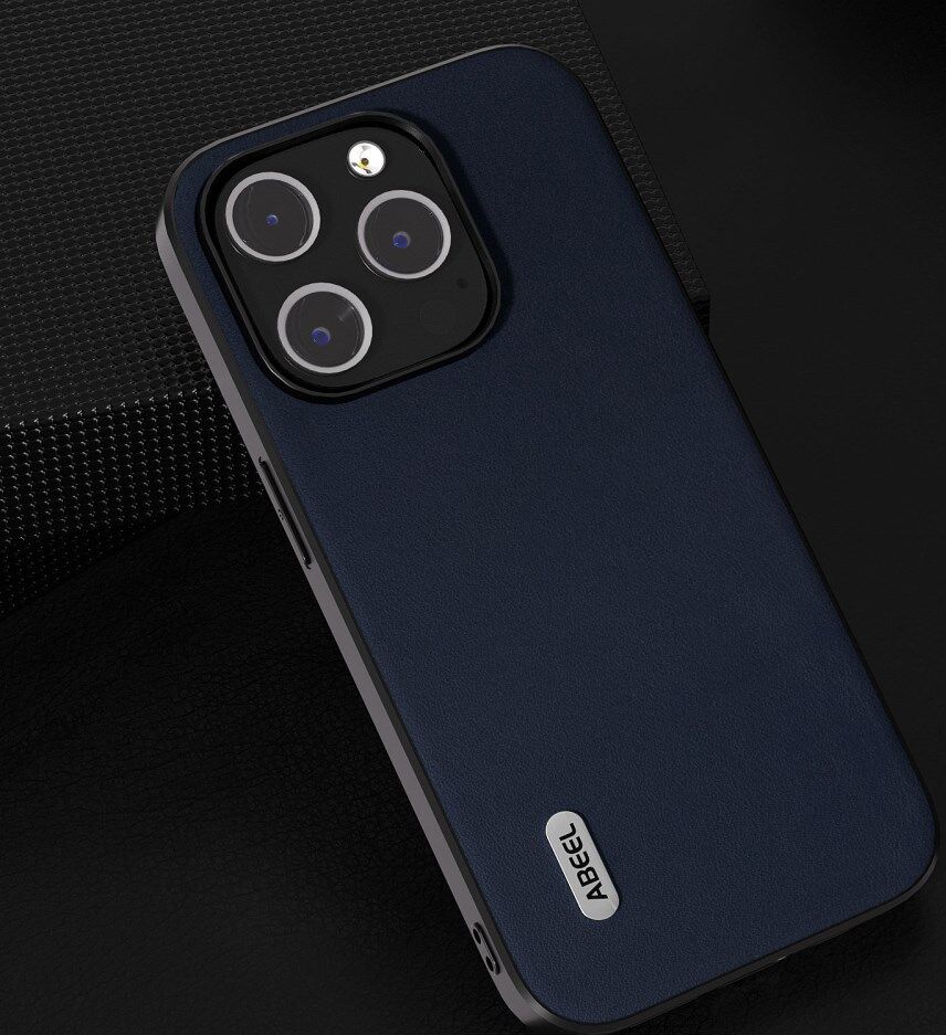 ABEEL Nappa Apple iPhone 15 Pro Hoesje Leer Back Cover Blauw afbeelding 3
