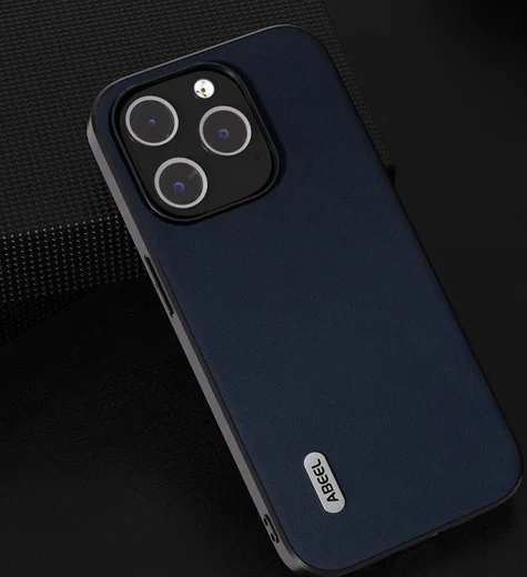 ABEEL Nappa Apple iPhone 15 Pro Hoesje Leer Back Cover Blauw afbeelding 3