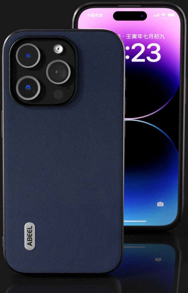 ABEEL Nappa Apple iPhone 15 Pro Hoesje Leer Back Cover Blauw afbeelding 5