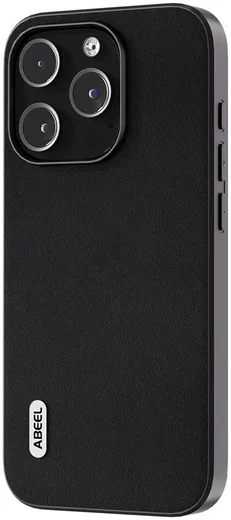 ABEEL Nappa Apple iPhone 15 Pro Hoesje Leer Back Cover Zwart afbeelding 1