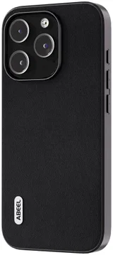ABEEL Nappa Apple iPhone 15 Pro Hoesje Leer Back Cover Zwart