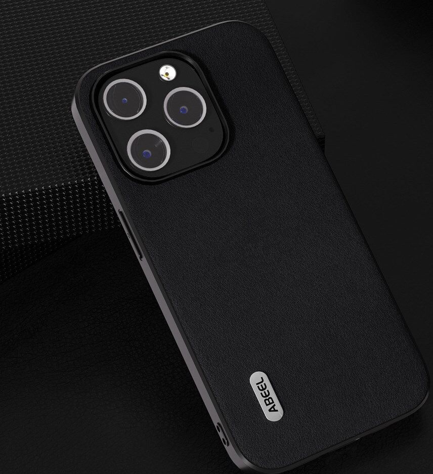 ABEEL Nappa Apple iPhone 15 Pro Hoesje Leer Back Cover Zwart afbeelding 3