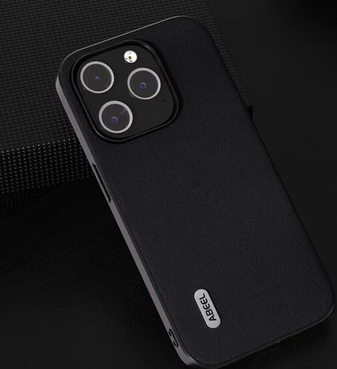 ABEEL Nappa Apple iPhone 15 Pro Hoesje Leer Back Cover Zwart afbeelding 3