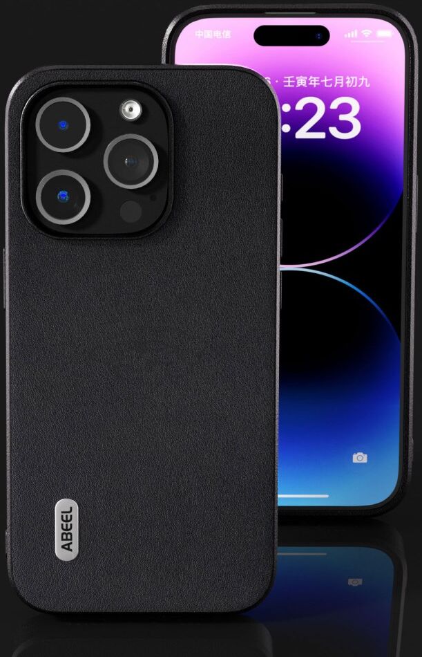 ABEEL Nappa Apple iPhone 15 Pro Hoesje Leer Back Cover Zwart afbeelding 5