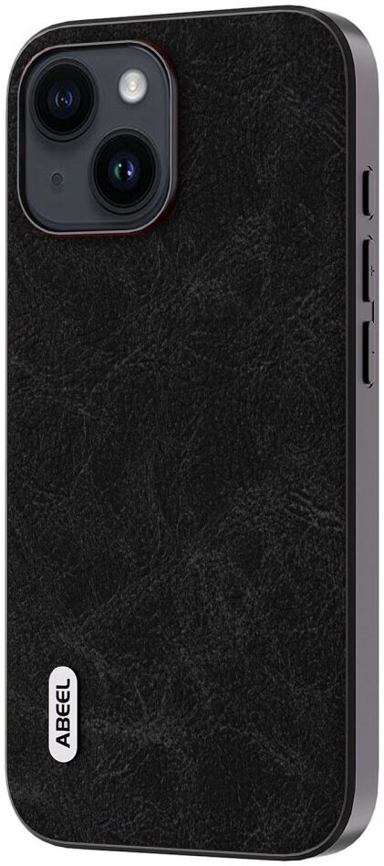 ABEEL Litchi Apple iPhone 15 Hoesje Back Cover Dreamy Zwart afbeelding 1