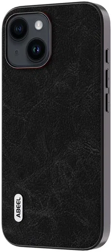ABEEL Litchi Apple iPhone 15 Hoesje Back Cover Dreamy Zwart afbeelding 1
