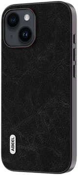 ABEEL Litchi Apple iPhone 15 Hoesje Back Cover Dreamy Zwart