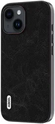 ABEEL Litchi Apple iPhone 15 Hoesje Back Cover Dreamy Zwart afbeelding