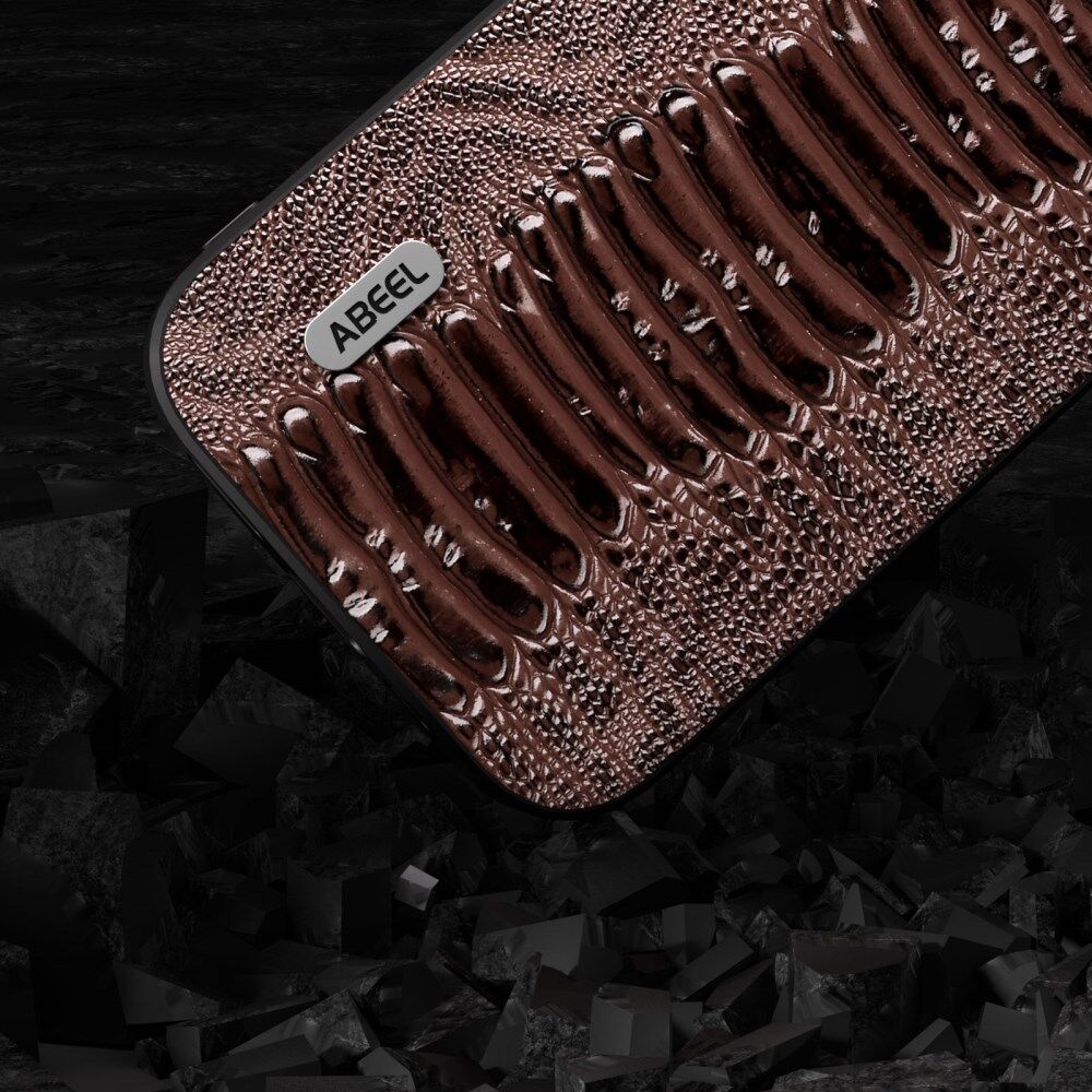 ABEEL Crocodile Apple iPhone 15 Hoesje Leer Back Cover Coffee afbeelding 3