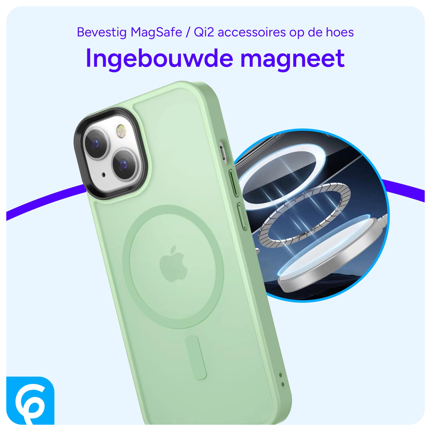 Apple iPhone 15 Hoesje met MagSafe Back Cover Matte Groen afbeelding 4