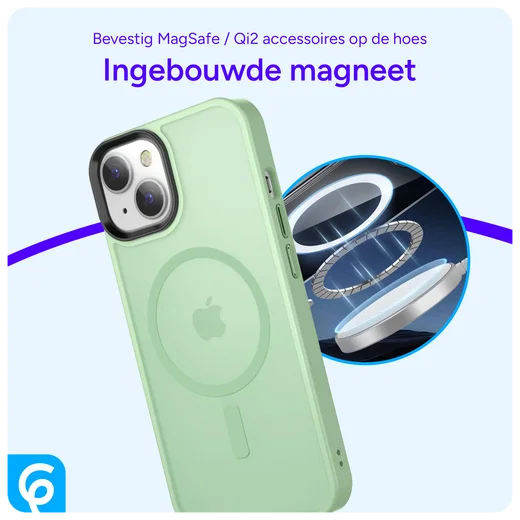 Apple iPhone 15 Hoesje met MagSafe Back Cover Matte Groen afbeelding 4