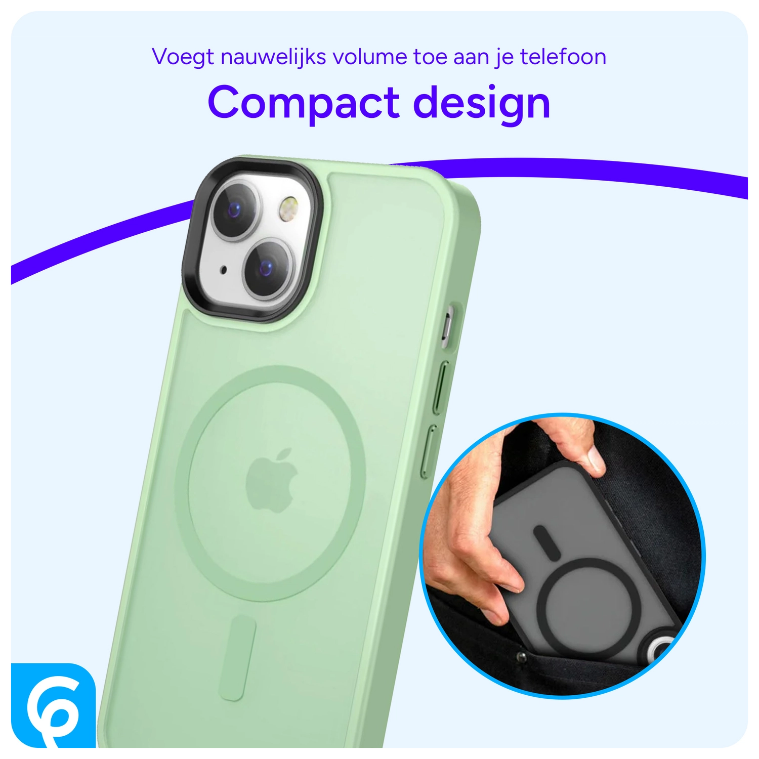 Apple iPhone 15 Hoesje met MagSafe Back Cover Matte Groen afbeelding 8