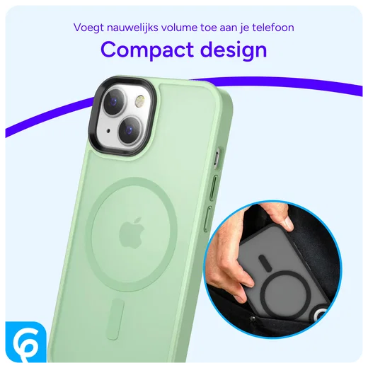 Apple iPhone 15 Hoesje met MagSafe Back Cover Matte Groen afbeelding 8