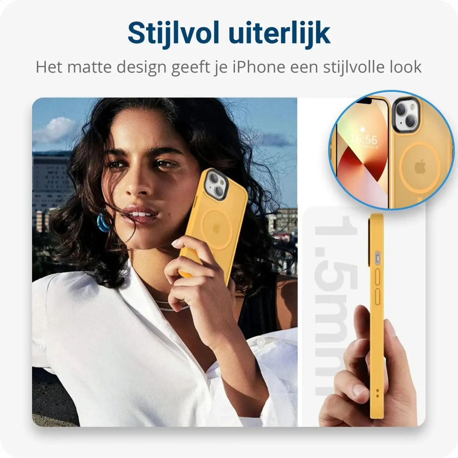 Apple iPhone 15 Hoesje met MagSafe Back Cover Matte Oranje afbeelding 8
