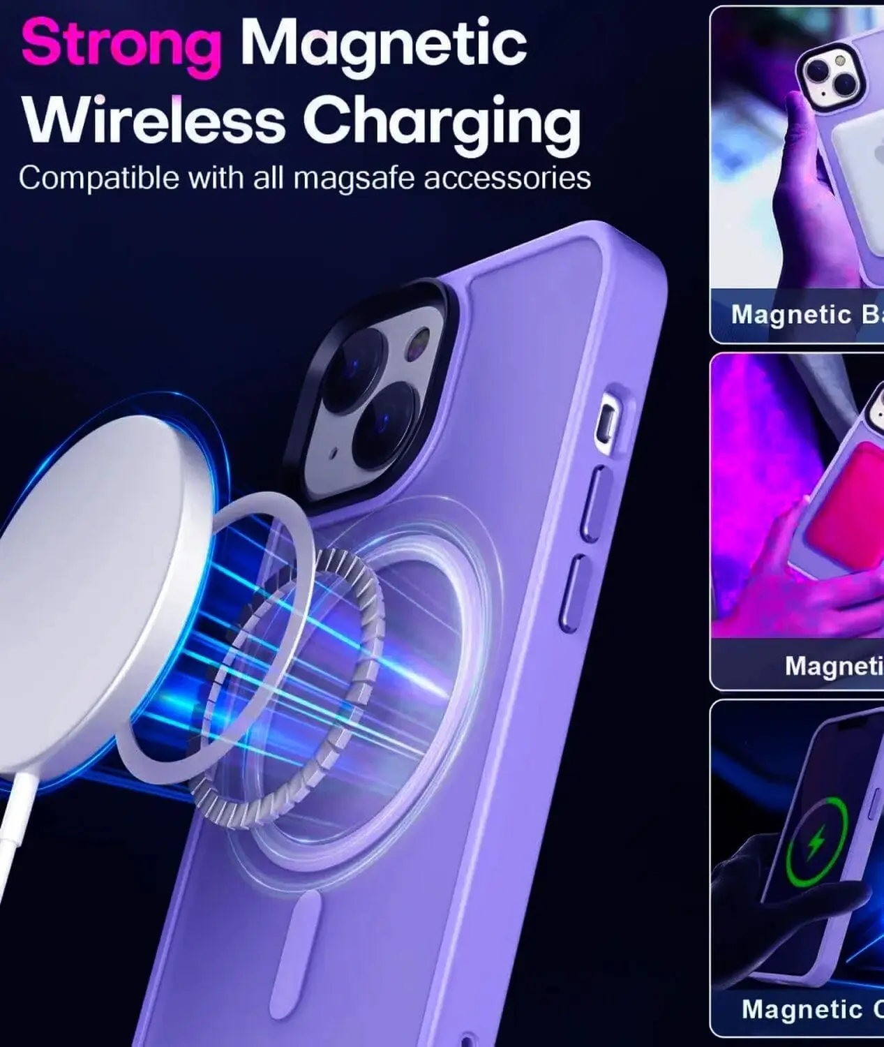 Apple iPhone 15 Hoesje met MagSafe Back Cover Matte Lila afbeelding 2