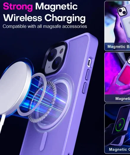 Apple iPhone 15 Hoesje met MagSafe Back Cover Matte Lila afbeelding 2