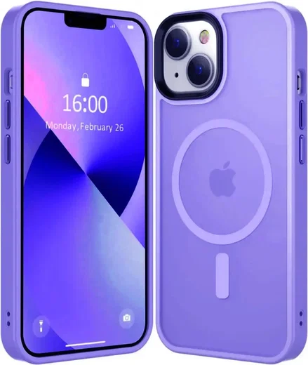 Apple iPhone 15 Hoesje met MagSafe Back Cover Matte Lila afbeelding 1