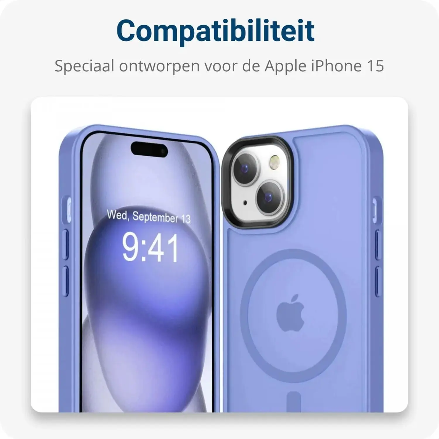 Apple iPhone 15 Hoesje met MagSafe Back Cover Matte Blauw afbeelding 8