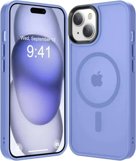 Apple iPhone 15 Hoesje met MagSafe Back Cover Matte Blauw afbeelding 1
