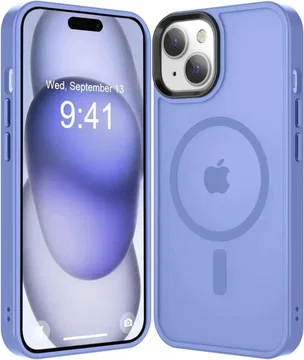 Apple iPhone 15 Hoesje met MagSafe Back Cover Matte Blauw