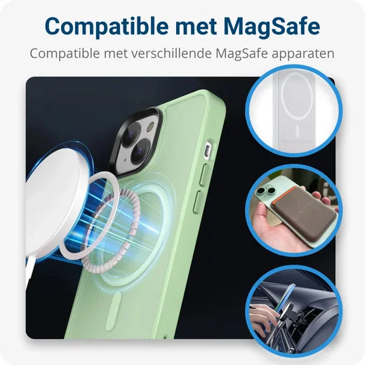 Apple iPhone 15 Plus Hoesje met MagSafe Back Cover Matte Groen afbeelding 2