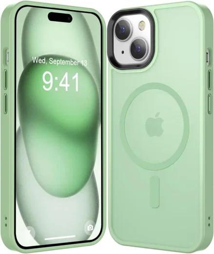 Apple iPhone 15 Plus Hoesje met MagSafe Back Cover Matte Groen afbeelding 1