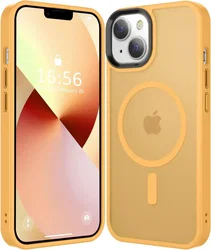 Apple iPhone 15 Plus Hoesje met MagSafe Back Cover Matte Oranje afbeelding