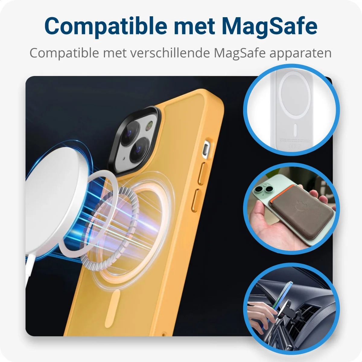 Apple iPhone 15 Plus Hoesje met MagSafe Back Cover Matte Oranje afbeelding 2