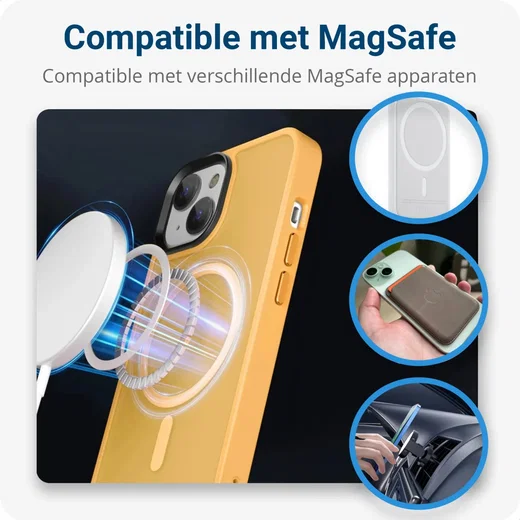 Apple iPhone 15 Plus Hoesje met MagSafe Back Cover Matte Oranje afbeelding 2
