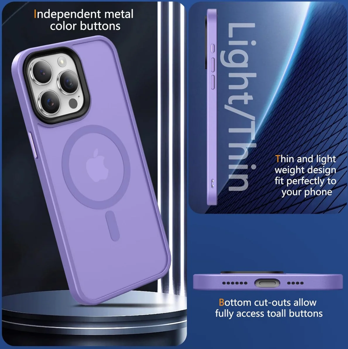Apple iPhone 15 Pro Hoesje met MagSafe Back Cover Matte Lila afbeelding 7
