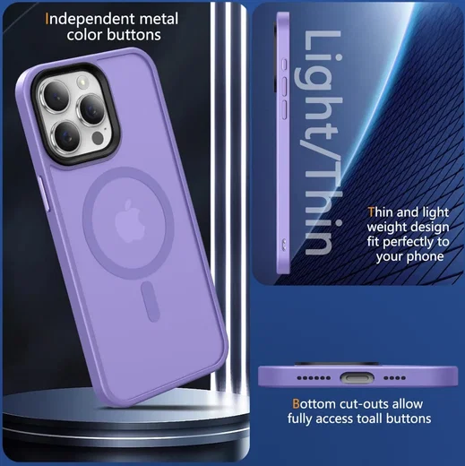 Apple iPhone 15 Pro Hoesje met MagSafe Back Cover Matte Lila afbeelding 7