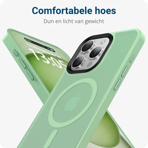 iPhone 15 Pro Max Hoesje met MagSafe Back Cover Matte Groen afbeelding 4