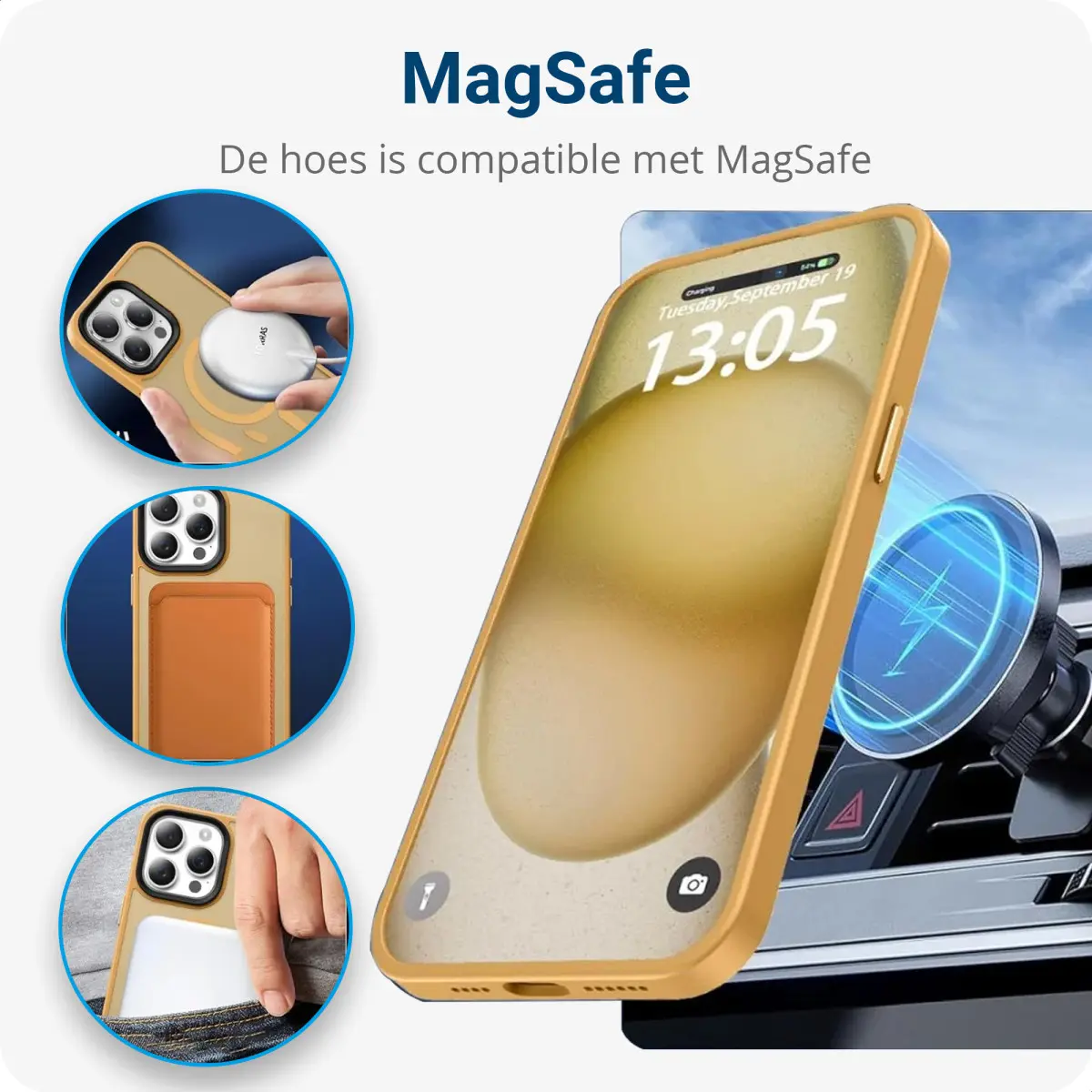iPhone 15 Pro Max Hoesje met MagSafe Back Cover Matte Oranje afbeelding 7