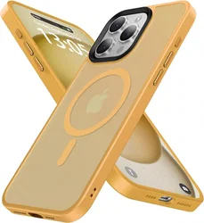 iPhone 15 Pro Max Hoesje met MagSafe Back Cover Matte Oranje afbeelding
