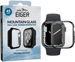 Eiger Mountain Glass Full Case - Apple Watch 7/8/9 45MM Hoesje - Zwart afbeelding