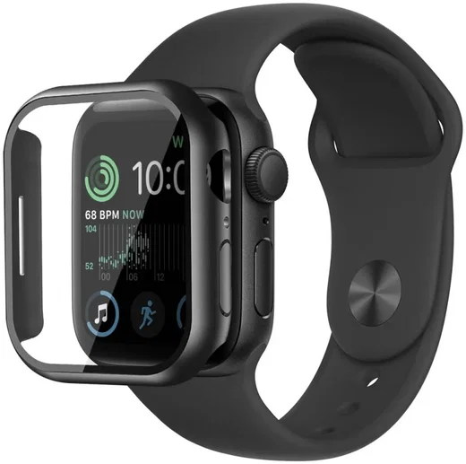 Eiger Mountain Glass Full Case -  Apple Watch SE 44MM Hoesje - Zwart afbeelding 2