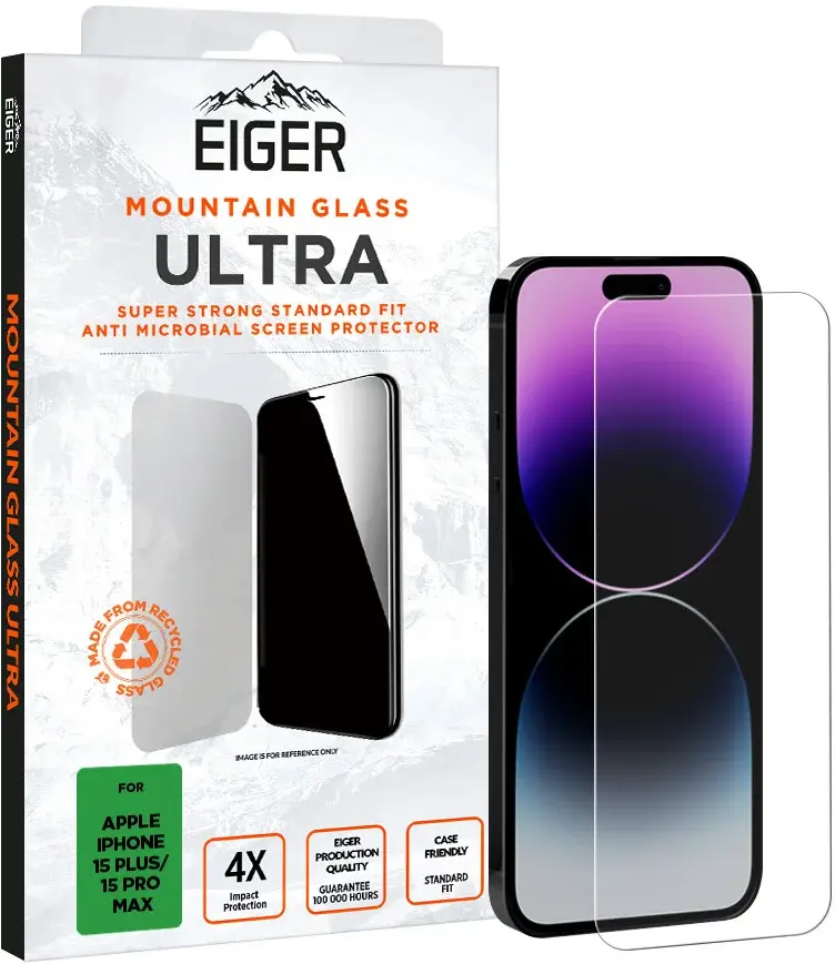 Eiger Mountain Glass ULTRA EDGE iPhone 15 Plus / 15 Pro Max Tempered Glass afbeelding 1