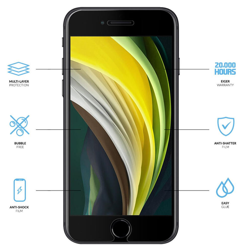 Eiger Mountain H.I.T iPhone 7 / 8 / SE (2020/2022) Scherm Folie 1-Pack afbeelding 2