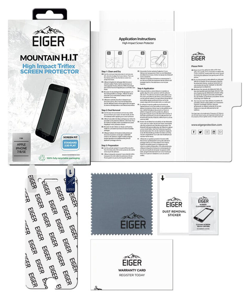Eiger Mountain H.I.T iPhone 7 / 8 / SE (2020/2022) Scherm Folie 1-Pack afbeelding 4