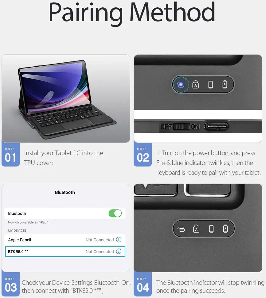 Dux Ducis Samsung Galaxy Tab S10 Lite / S10 FE / S9 FE / S9 Hoes Met Toetsenbord afbeelding 11