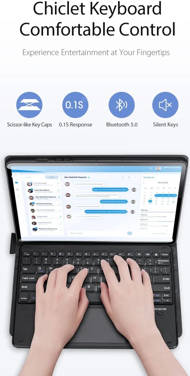 Dux Ducis Samsung Tab S10+/ S9+ / S9 FE+ Hoes Bluetooth Toetsenbord Zwart afbeelding 6