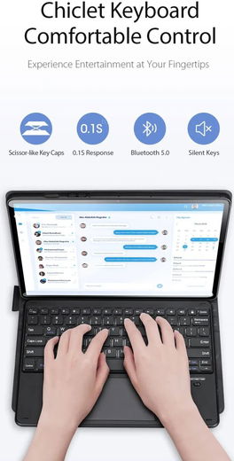 Dux Ducis Samsung Tab S10+/ S9+ / S9 FE+ Hoes Bluetooth Toetsenbord Zwart afbeelding 6