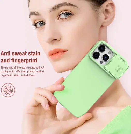 Nillkin CamShield Siliconen iPhone 15 Pro Hoesje Camera Slider Mint afbeelding 8