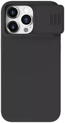 Nillkin CamShield Siliconen iPhone 15 Pro Max Hoesje met Slider Zwart afbeelding
