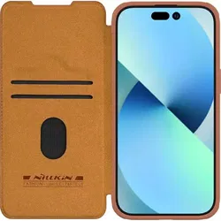 Nillkin Qin Pro Leather iPhone 15 Hoesje Book Case Camera Slider Bruin afbeelding