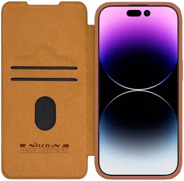 Nillkin Qin Pro iPhone 15 Pro Hoesje Book Case met Camera Slider Bruin