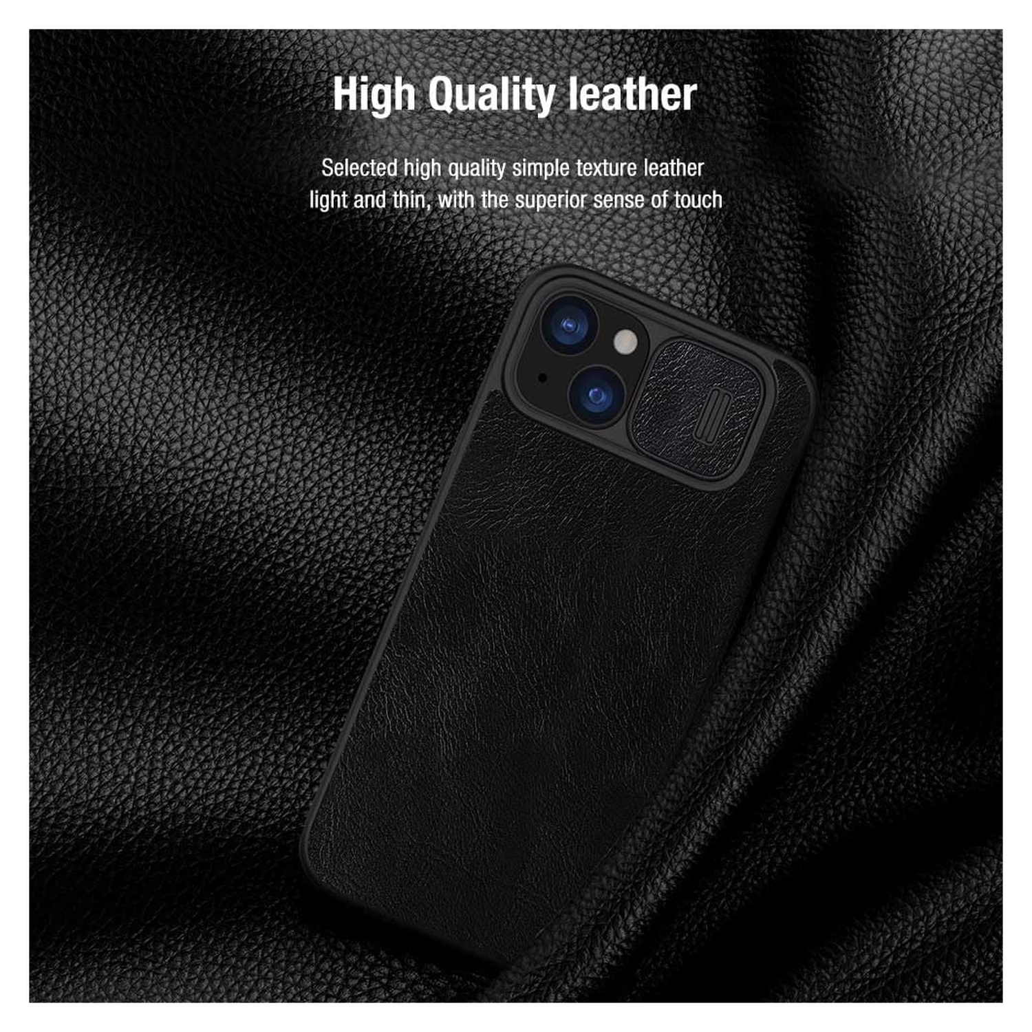 Nillkin Qin Pro iPhone 15 Plus Hoesje Book Case Camera Slider Zwart afbeelding 3